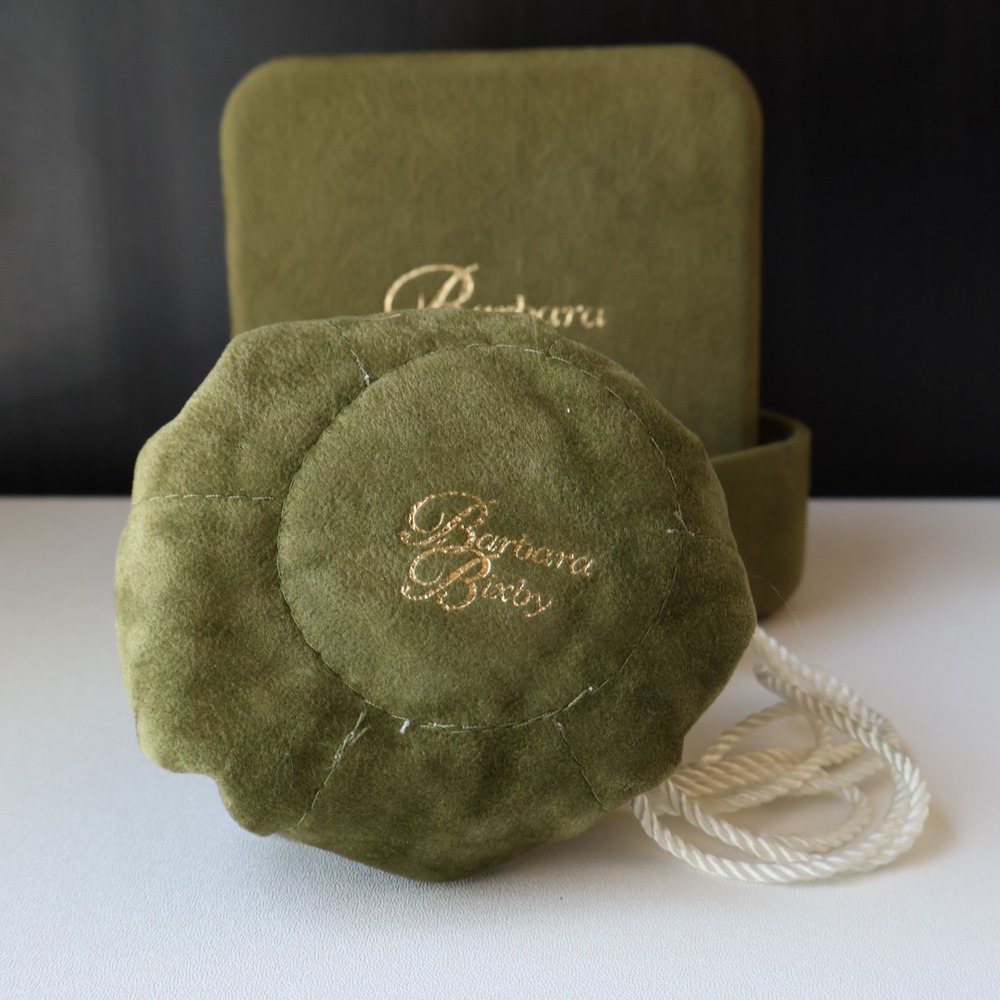 Barbara Bixby Jewelry Presentation Box Olive Green Pouch Satin Lined Drawstring - Picture 2 of 9